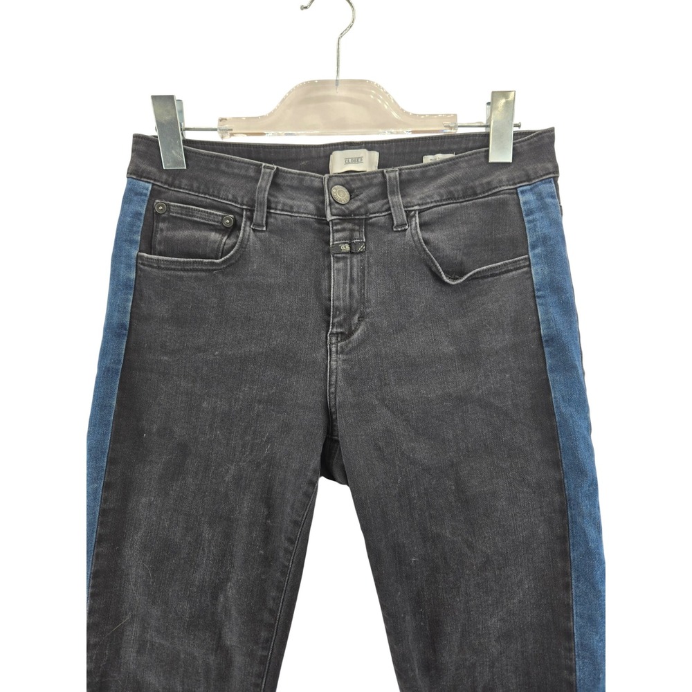 Closed Baker 1820 Black Blue Side Stripe Skinny Jeans Candiani Italian Denim 30